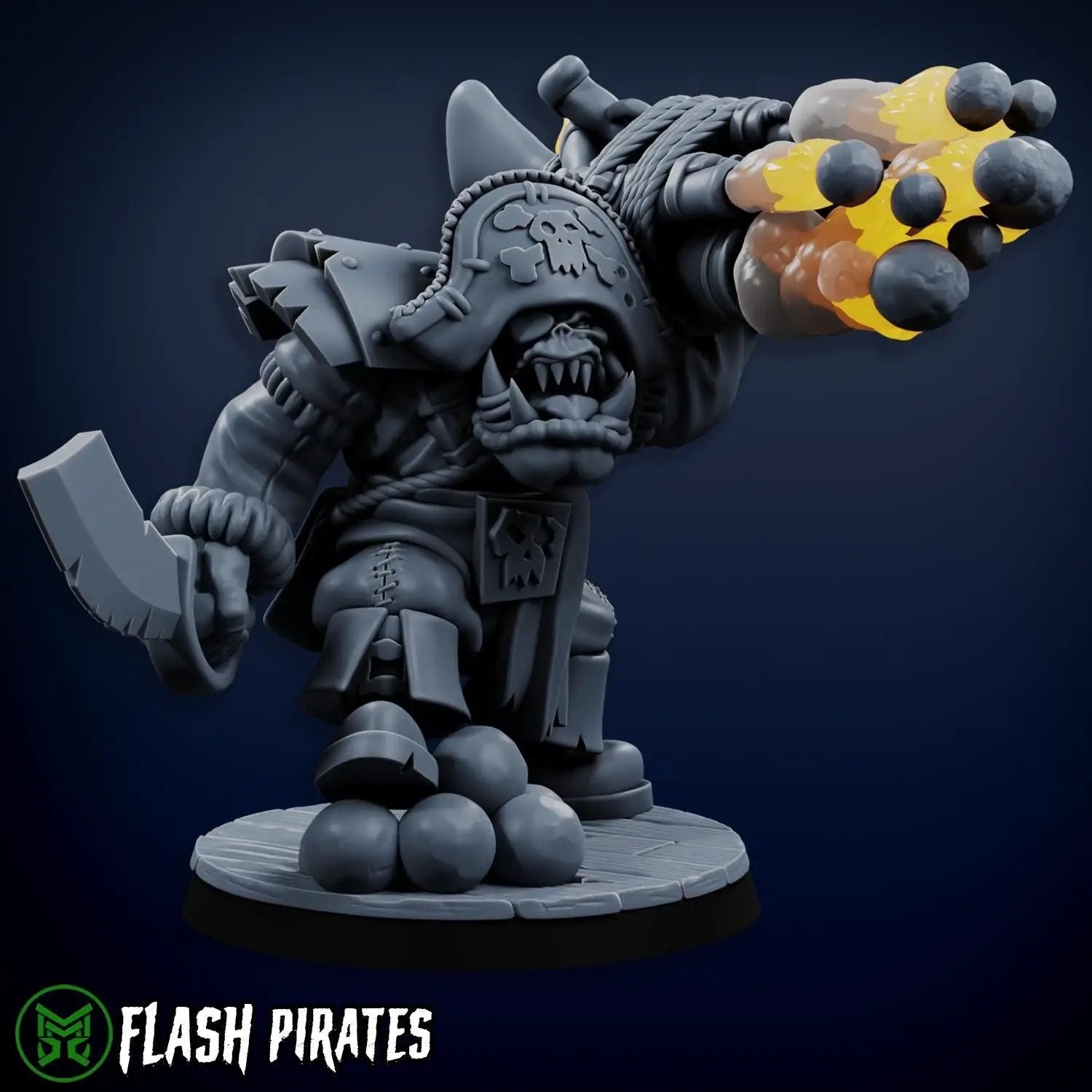 3d Printed Ork Pirate Cannon Warboss #4 by Mekka Miniatures by Last Hope Miniatures