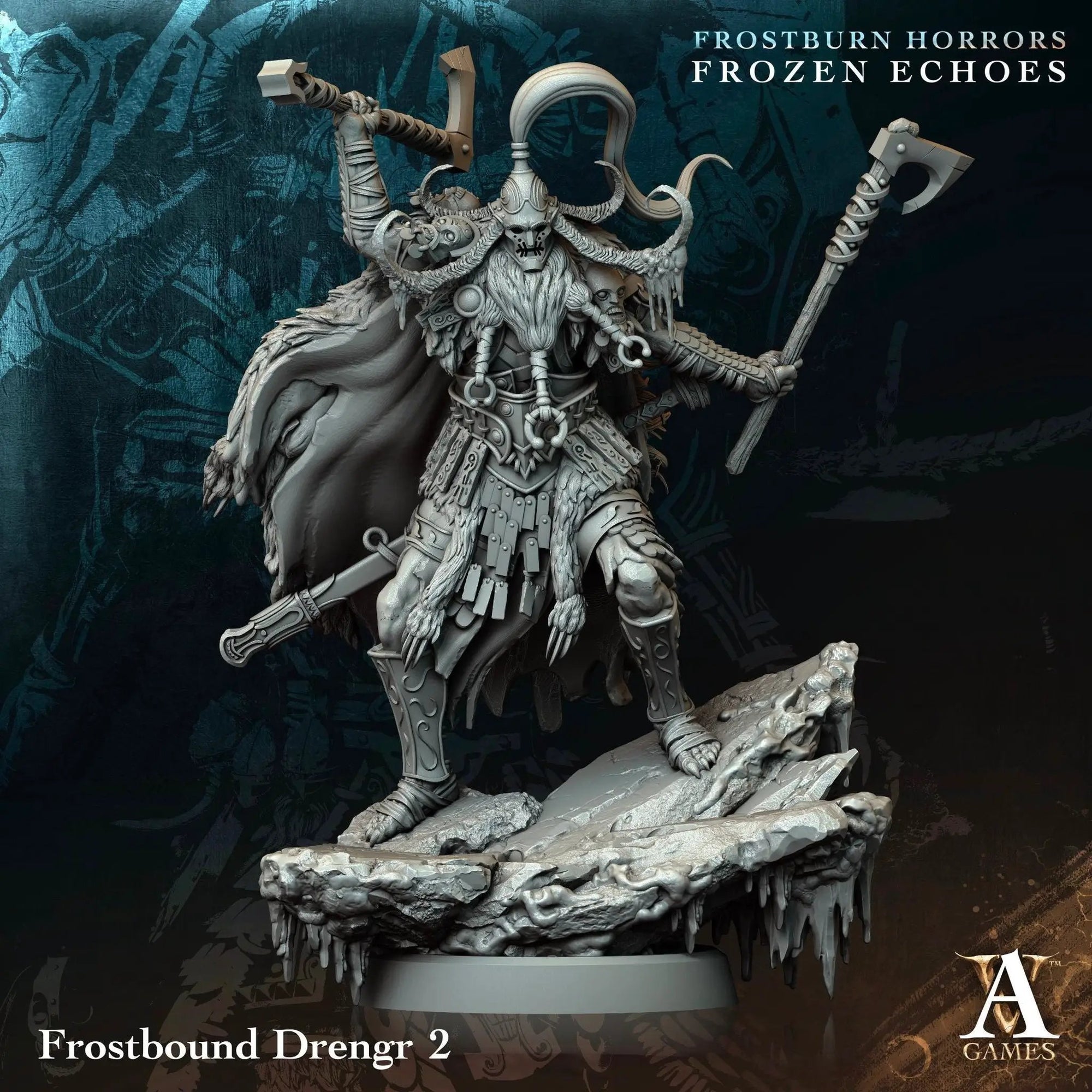 3D printed Frostbound Drengrs miniatures by Last Hope Miniatures, showcasing detailed Norse warrior figures from Archvillain Games.