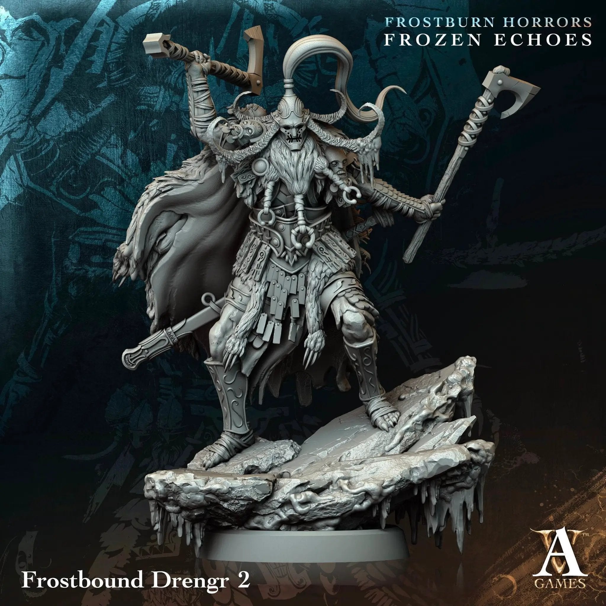 3D printed Frostbound Drengrs miniatures by Last Hope Miniatures, showcasing detailed Norse warrior figures from Archvillain Games.