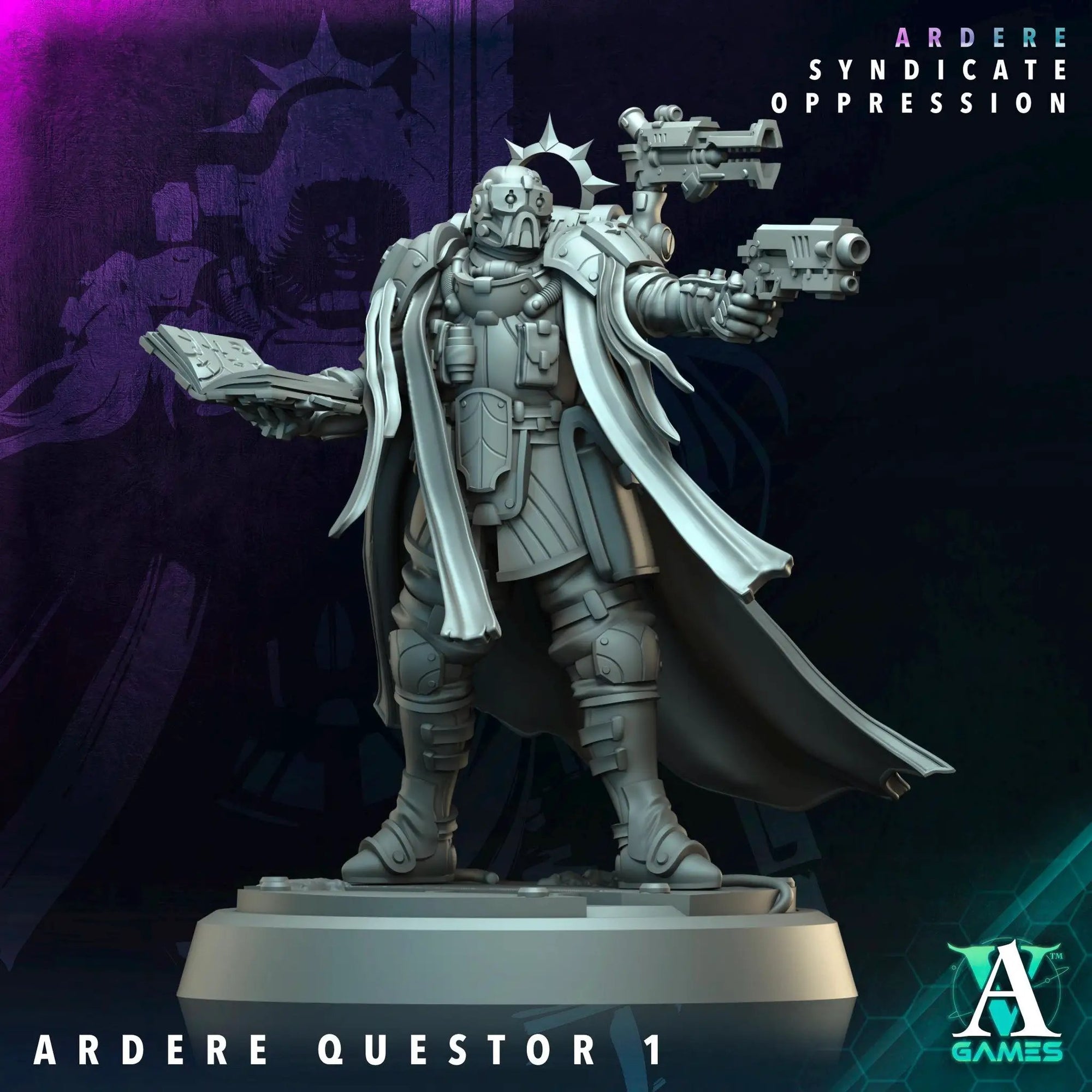 3D printed Ardere Questor miniature by Last Hope Miniatures for Archvillain Games, detailed fantasy figure on a base.