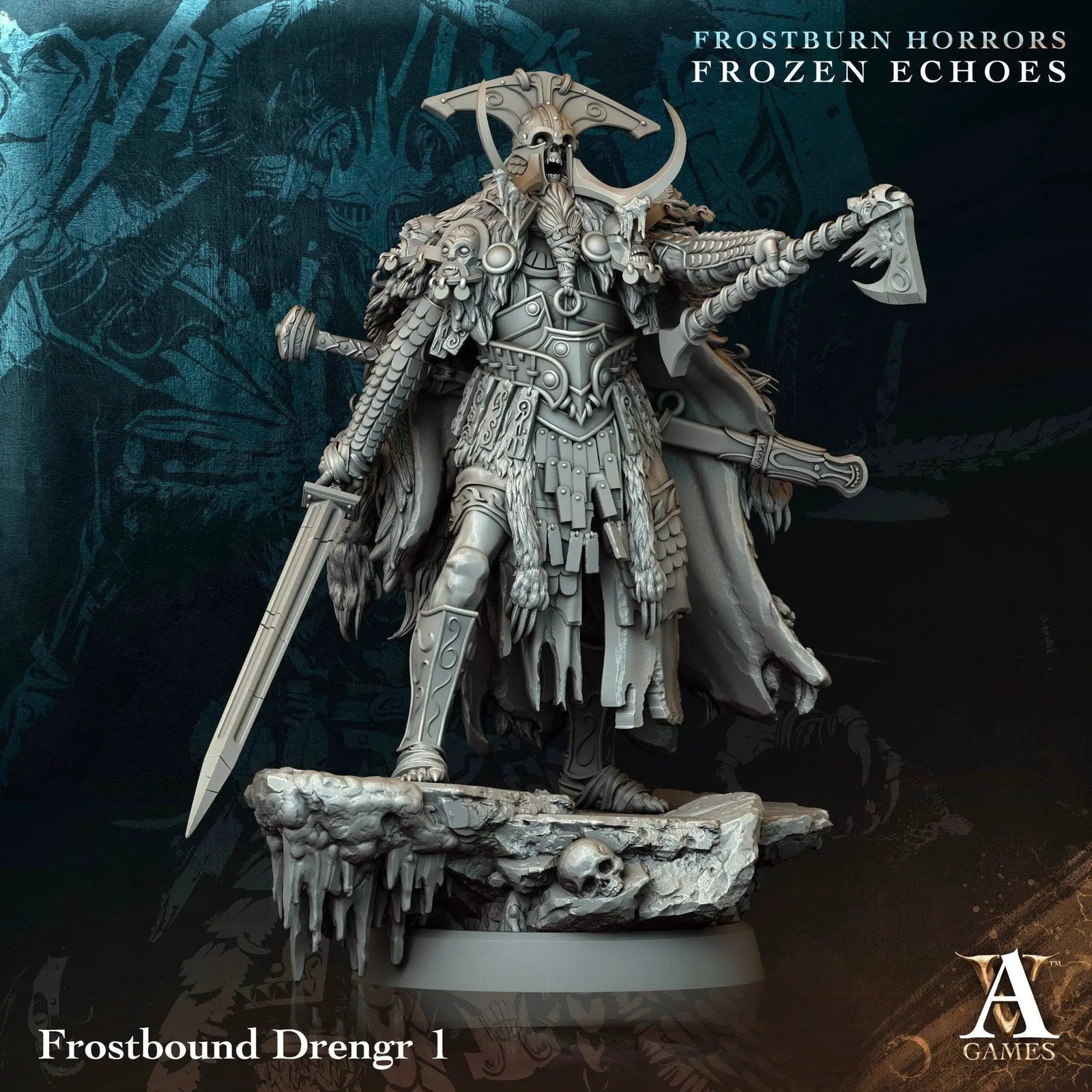 3D printed Frostbound Drengrs miniatures by Last Hope Miniatures for Archvillain Games, detailed fantasy warrior figures.