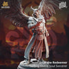 3D printed Tiefling Divine Soul Sorcerer miniature by Last Hope Miniatures, detailed figure with vibrant colors and intricate design.