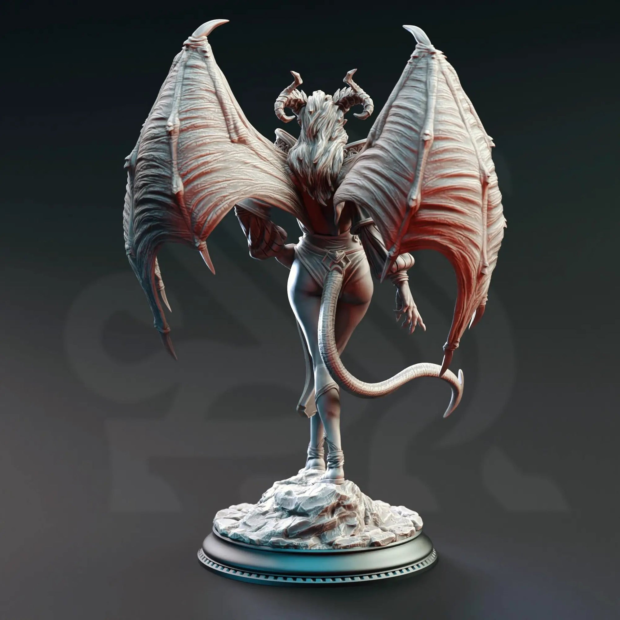 3D printed Succubus of Broken Oaths miniature by Last Hope Miniatures, featuring intricate details and a dark fantasy design.