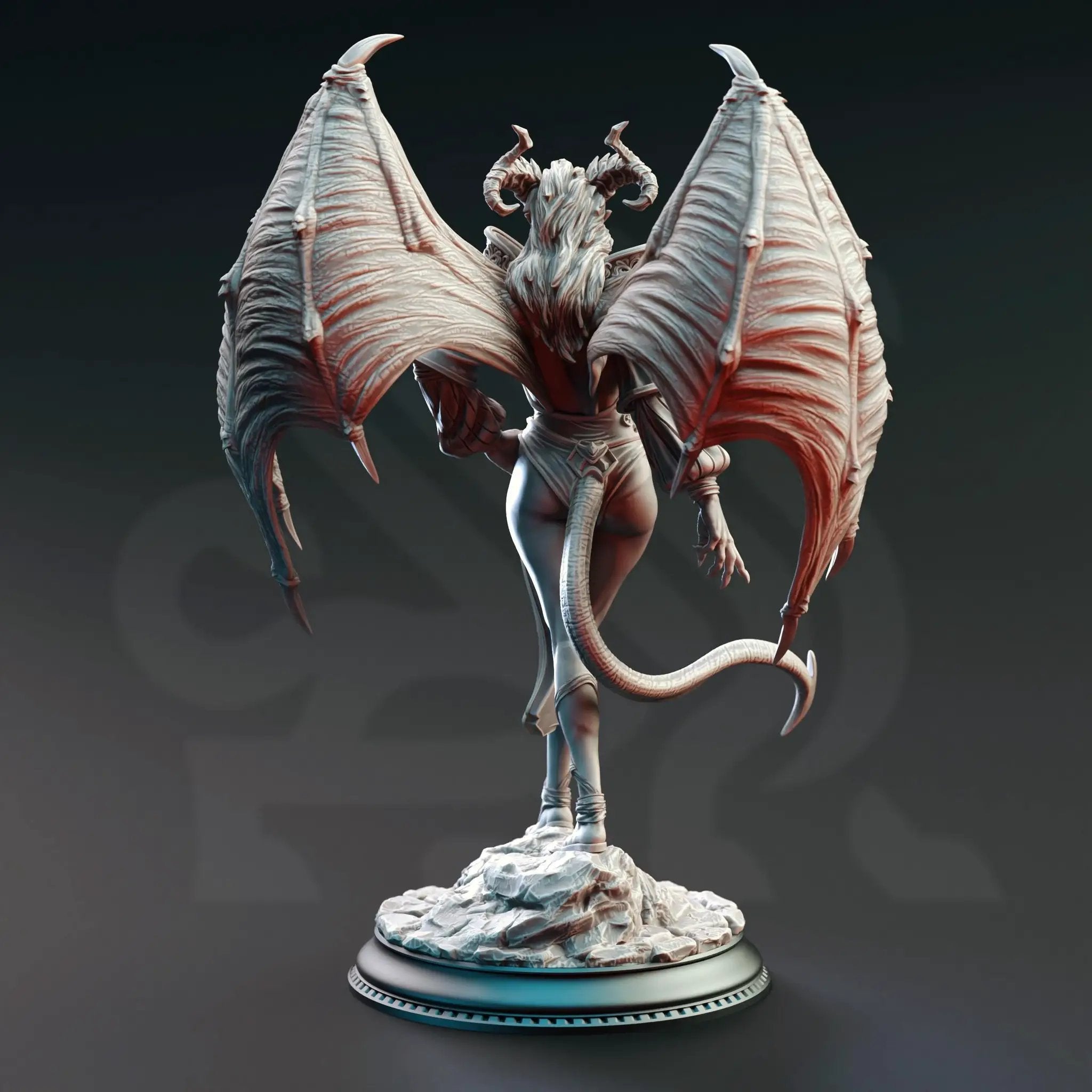 3D printed Succubus of Broken Oaths miniature by Last Hope Miniatures, featuring intricate details and a dark fantasy design.