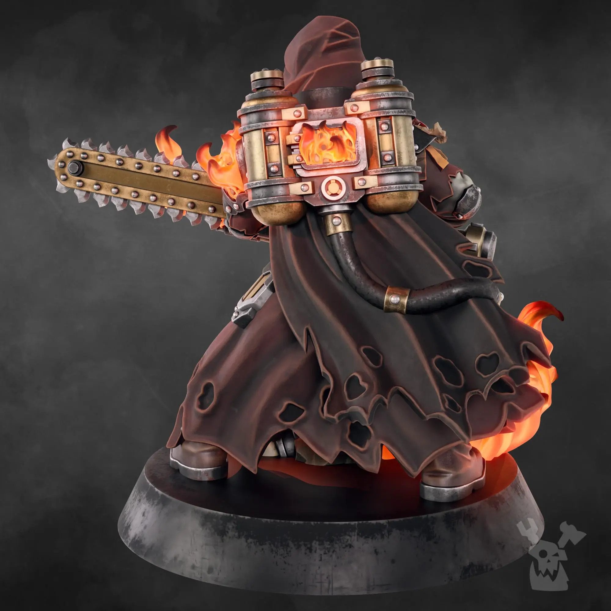 3D printed Pyro Zealot miniature by DakkaDakka Miniatures, detailed plastic figure from Last Hope Miniatures on a white background.