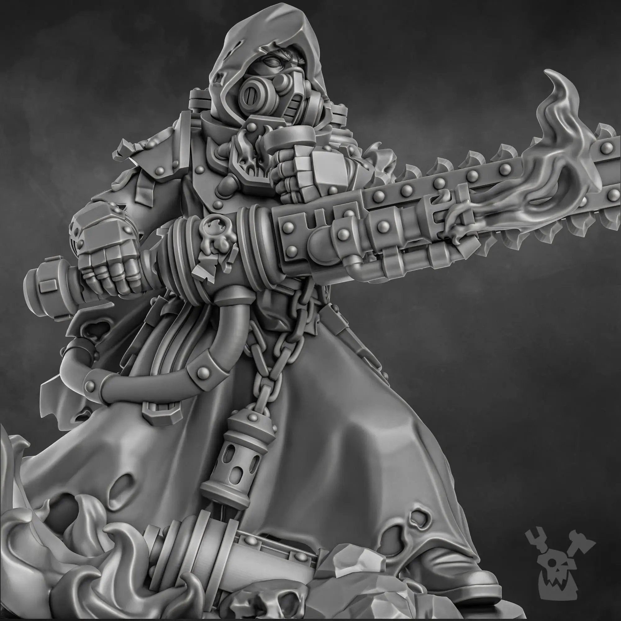 3D printed Pyro Zealot miniature by Last Hope Miniatures for DakkaDakka, featuring detailed armor and fiery weaponry.