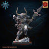 3D printed Chaos Barbarian Queen miniature by Lost Kingdom Miniatures, featuring detailed armor and fierce expression.