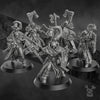 Set of five 3D printed Blightshield Witch Squad miniatures by Last Hope Miniatures for DakkaDakka, detailed fantasy tabletop figures.