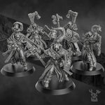 Set of five 3D printed Blightshield Witch Squad miniatures by Last Hope Miniatures for DakkaDakka, detailed fantasy tabletop figures.