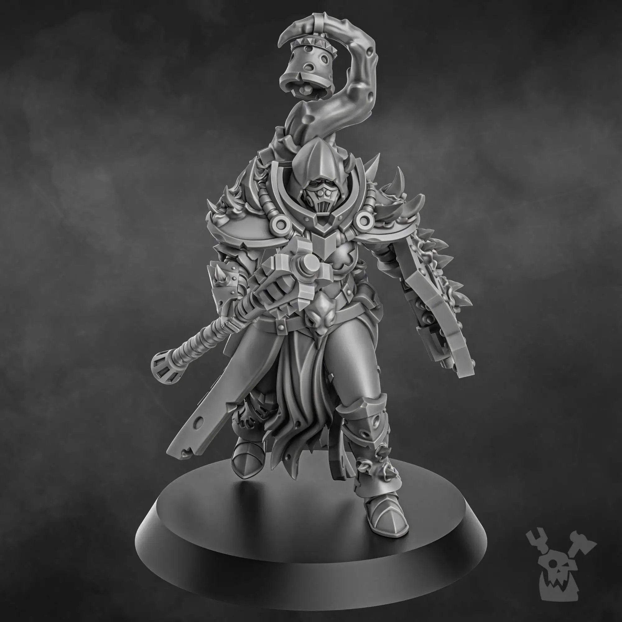 Set of five 3D printed Blightshield Witch Squad miniatures by DakkaDakka Miniatures, featuring detailed fantasy warrior figures.