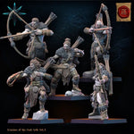 3D printed Chaos Barbarian Bow Regiment by Lost Kingdom Miniatures, detailed miniature figures with bows for tabletop gaming.