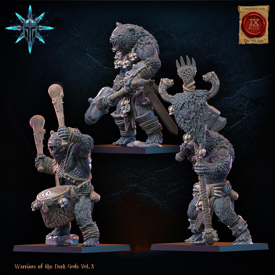 3D Printed Chaos Werebear Command Group by Lost Kingdom Miniatures