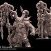 3D printed Ogre Shaman miniature by Last Hope Miniatures for Avatars of War, featuring detailed sculpting and vibrant paintwork.