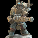 3D printed Inga dwarf engineer captain miniature by Lost Kingdom Miniatures, detailed dwarf figure with engineering tools.