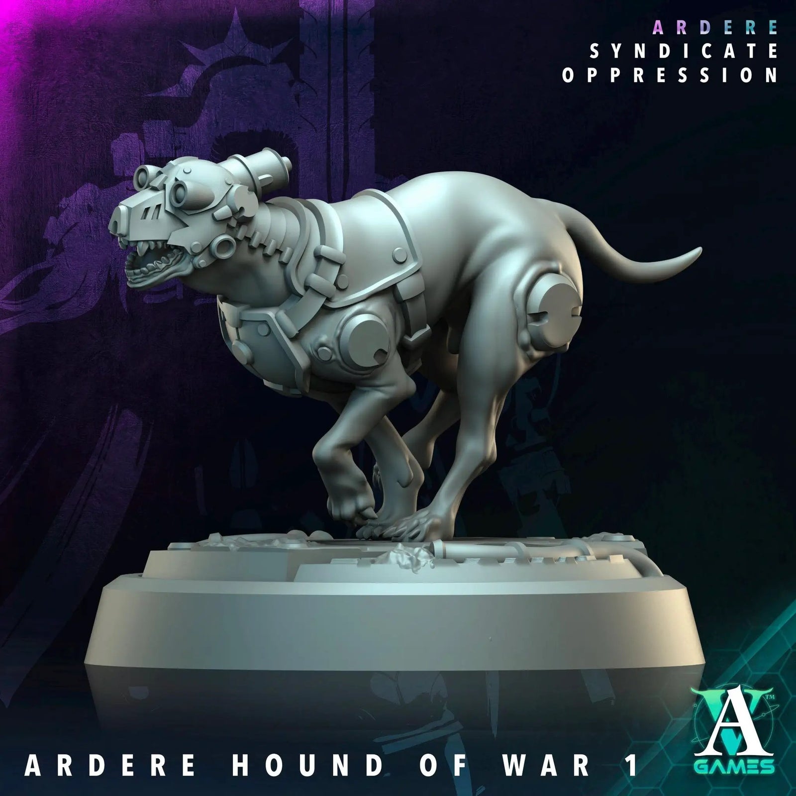 3D printed Ardere Warhounds miniature by Last Hope Miniatures, detailed fantasy creature from Archvillain Games.