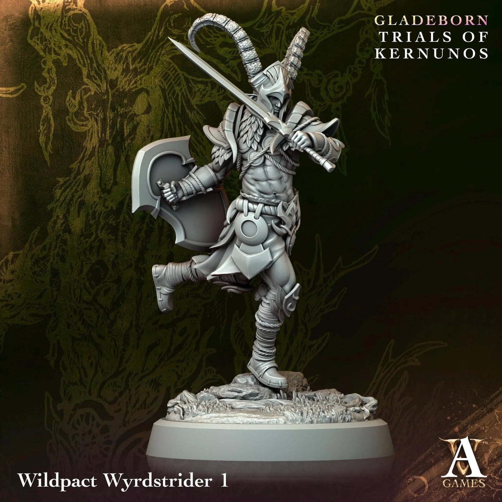 3D printed Wildpact Wyrdstriders miniature by Last Hope Miniatures, featuring detailed, dynamic creature models from Archvillain Games.