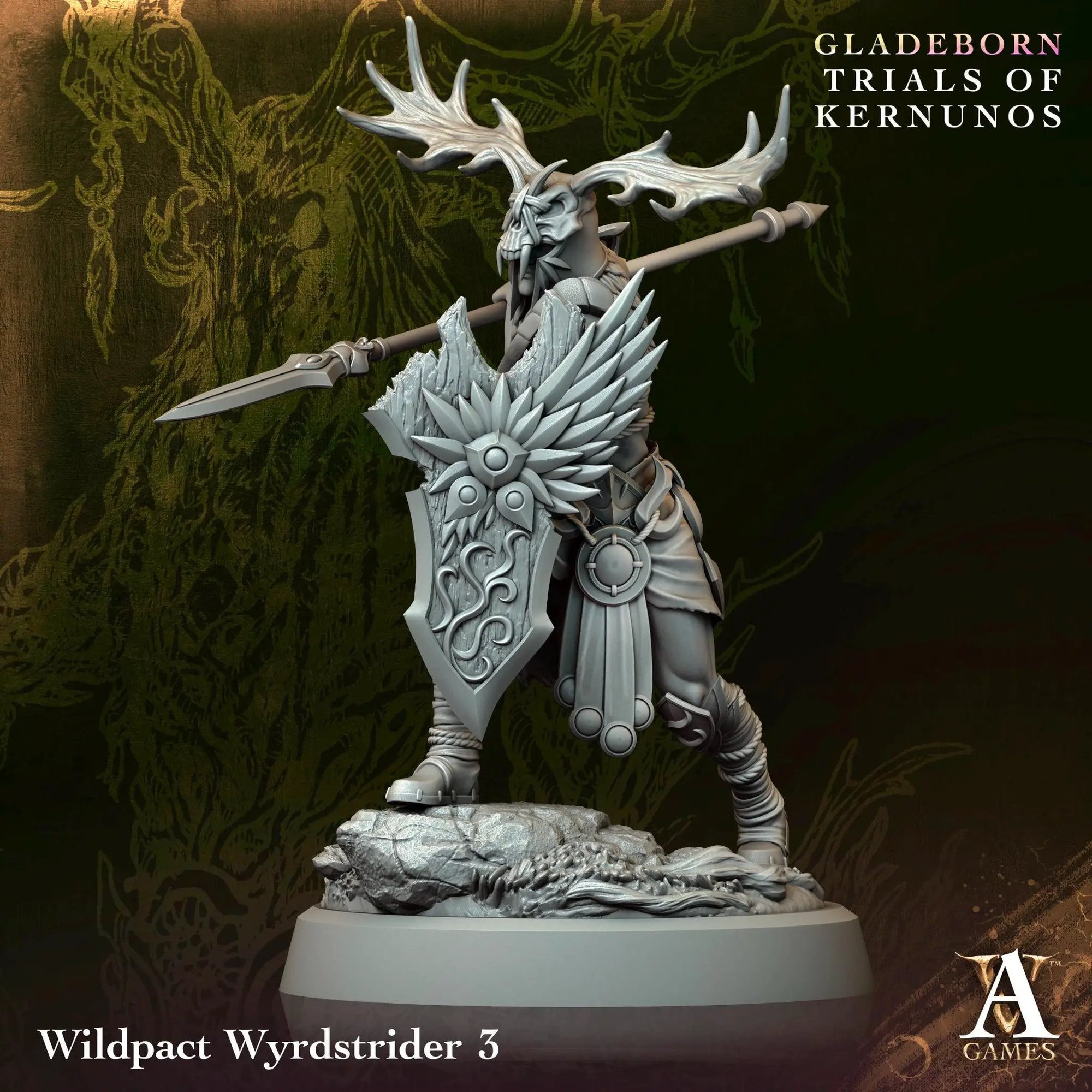 3D printed Wildpact Wyrdstriders miniature by Last Hope Miniatures for Archvillain Games, showing detailed creature figures in natural pose