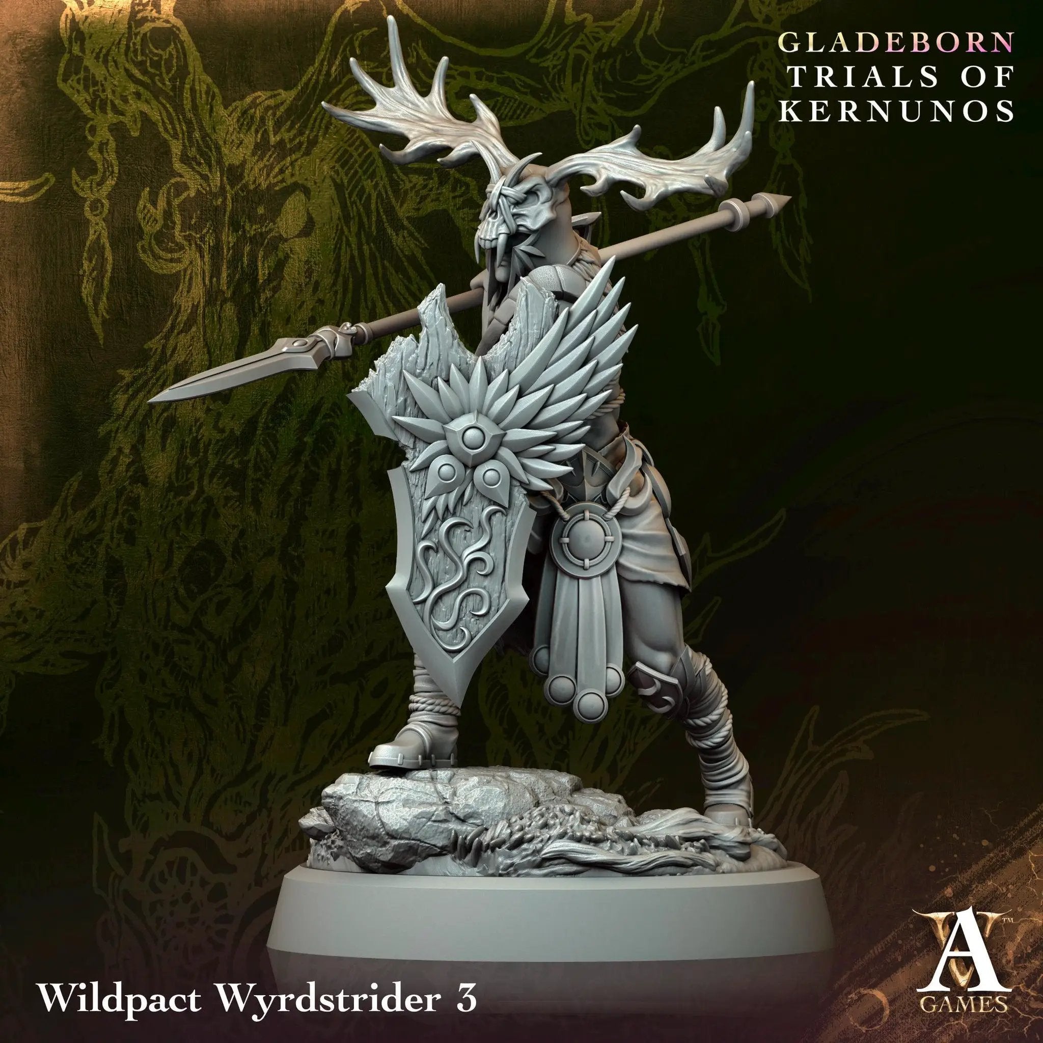 3D printed Wildpact Wyrdstriders miniature by Last Hope Miniatures for Archvillain Games, showing detailed creature figures in natural pose