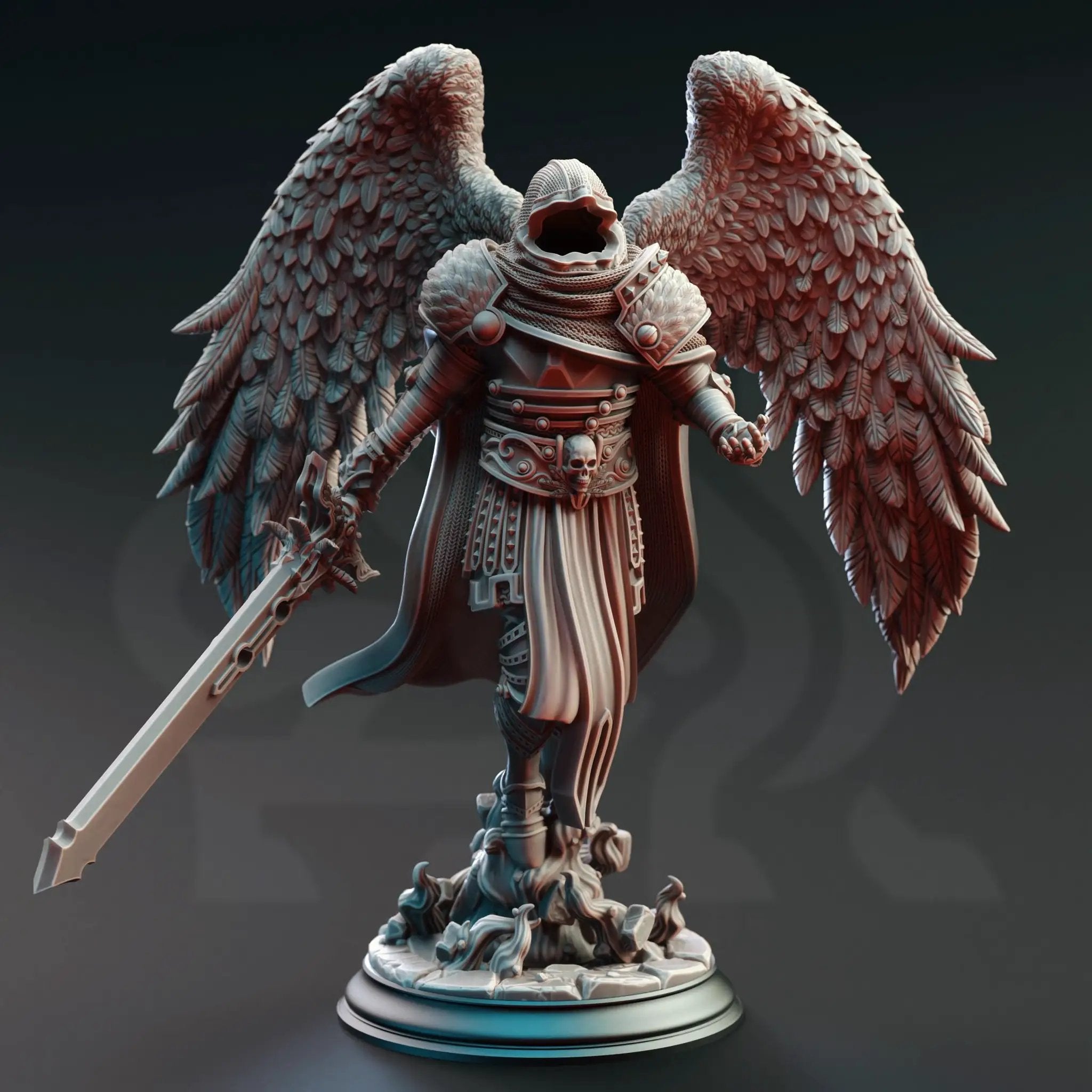 3D printed Soulreaper Angel figurine by Last Hope Miniatures, detailed sculpture with dark wings and haunting design.