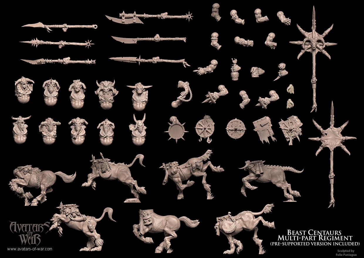 3D printed Warrior Beast Centaur Regiment by Avatars of War