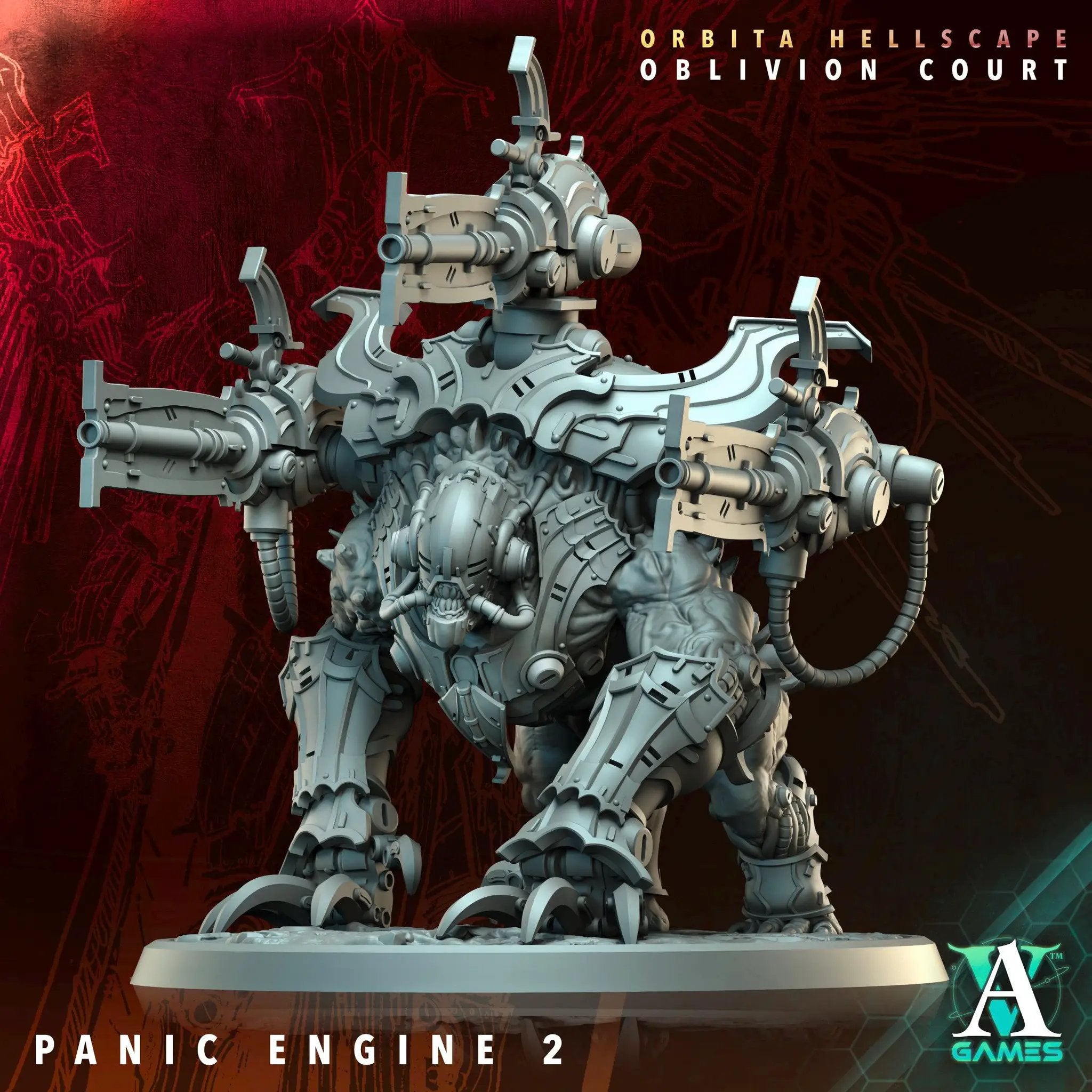 3D printed Panic Engine miniature by Last Hope Miniatures, featuring intricate details and mechanical design for tabletop gaming.