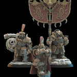 3D printed Dwarf Magyabor Guard Command Group miniatures by Lost Kingdom Miniatures, featuring detailed dwarf figures in armor.