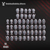 3D printed Unholy Space Coven Heads set by DakkaDakka Miniatures, featuring detailed sci-fi fantasy miniature heads for tabletop gaming