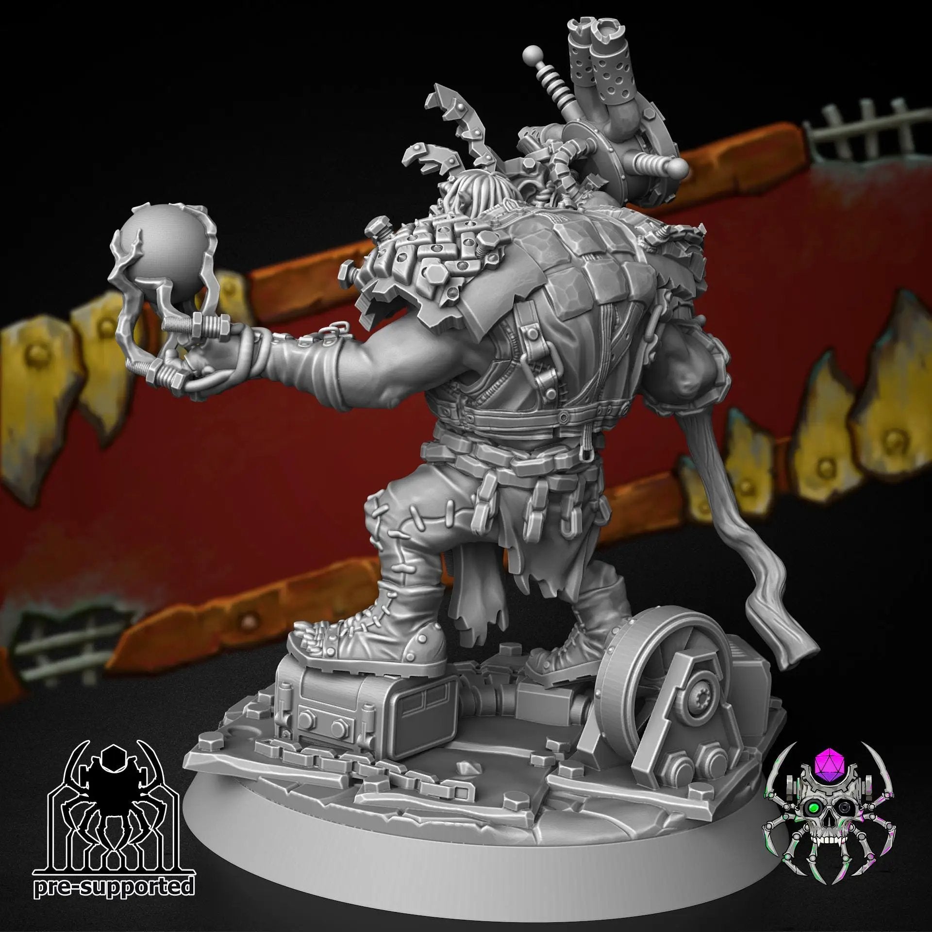 3D printed Storm Caller Ork miniature by Last Hope Miniatures, detailed orc figure with storm-themed armor and weaponry.
