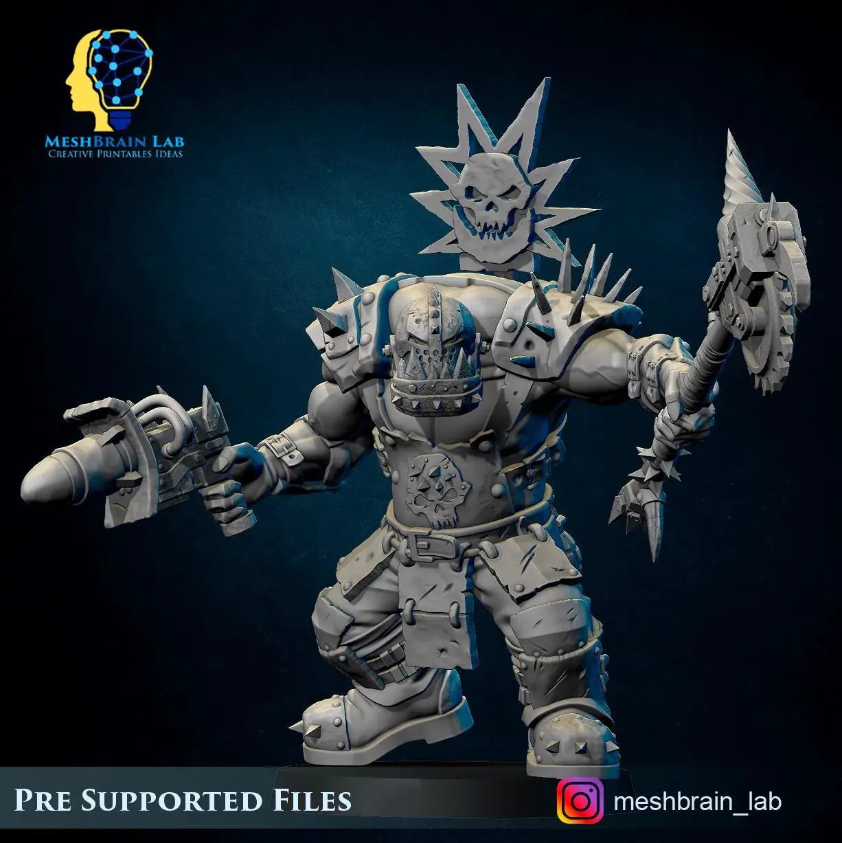 3d Printed Ork Tank Hunter Boss by Meshbrain Labs Miniatures by Last Hope Miniatures