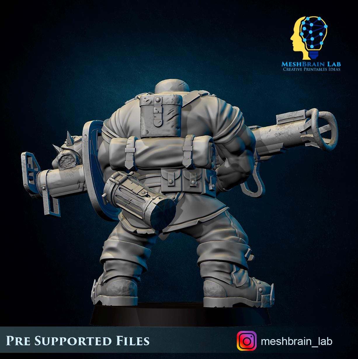 3d Printed Ork Tank Hunter by Meshbrain Labs Miniatures