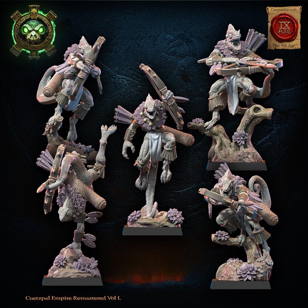3d Printed Lizard Kin Archer Regiment by Lost Kingdom Miniatures