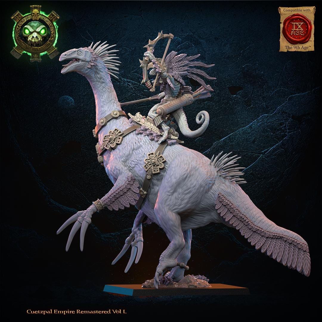 3d Printed Mounted Lizard Kin Heroine by Lost Kingdom Miniatures