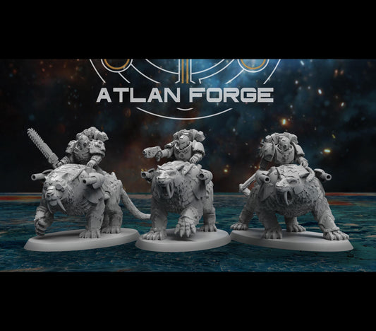 3d Printed Saber-Tooth Riders x3 by Atlan Forge Miniatures