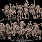 3D printed Warrior Beast Centaur Regiment by Avatars of War, displayed with detailed centaur figures in dynamic poses.