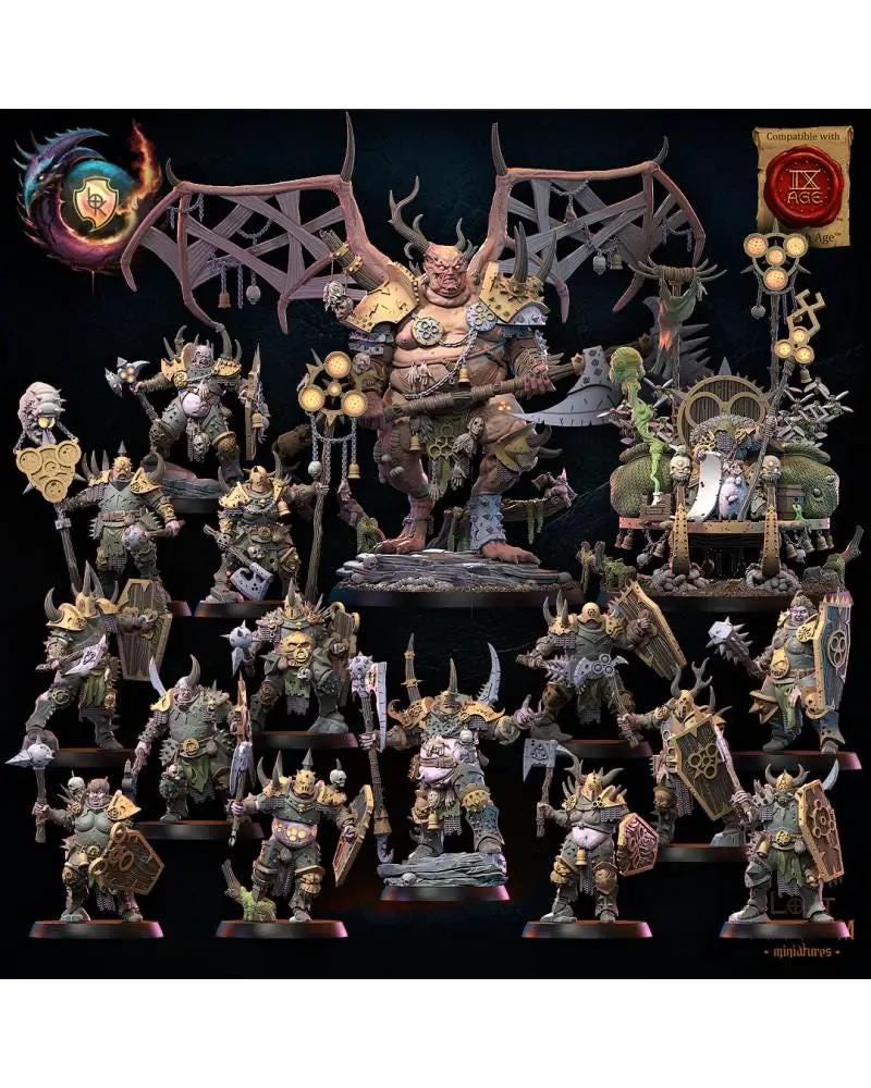 3D printed Gluttony Warriors Command Group by Lost Kingdom Miniatures, detailed fantasy miniatures for tabletop gaming.