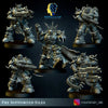 3D printed Doom Marine squad by Meshbrain Labs, featuring detailed miniature figures from Last Hope Miniatures on a white background.