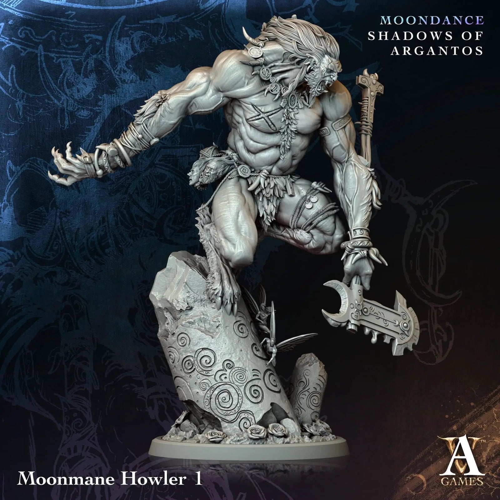 3D printed Moonmane Howlers miniatures by Last Hope Miniatures, featuring detailed wolf-like figures from Archvillain Games.