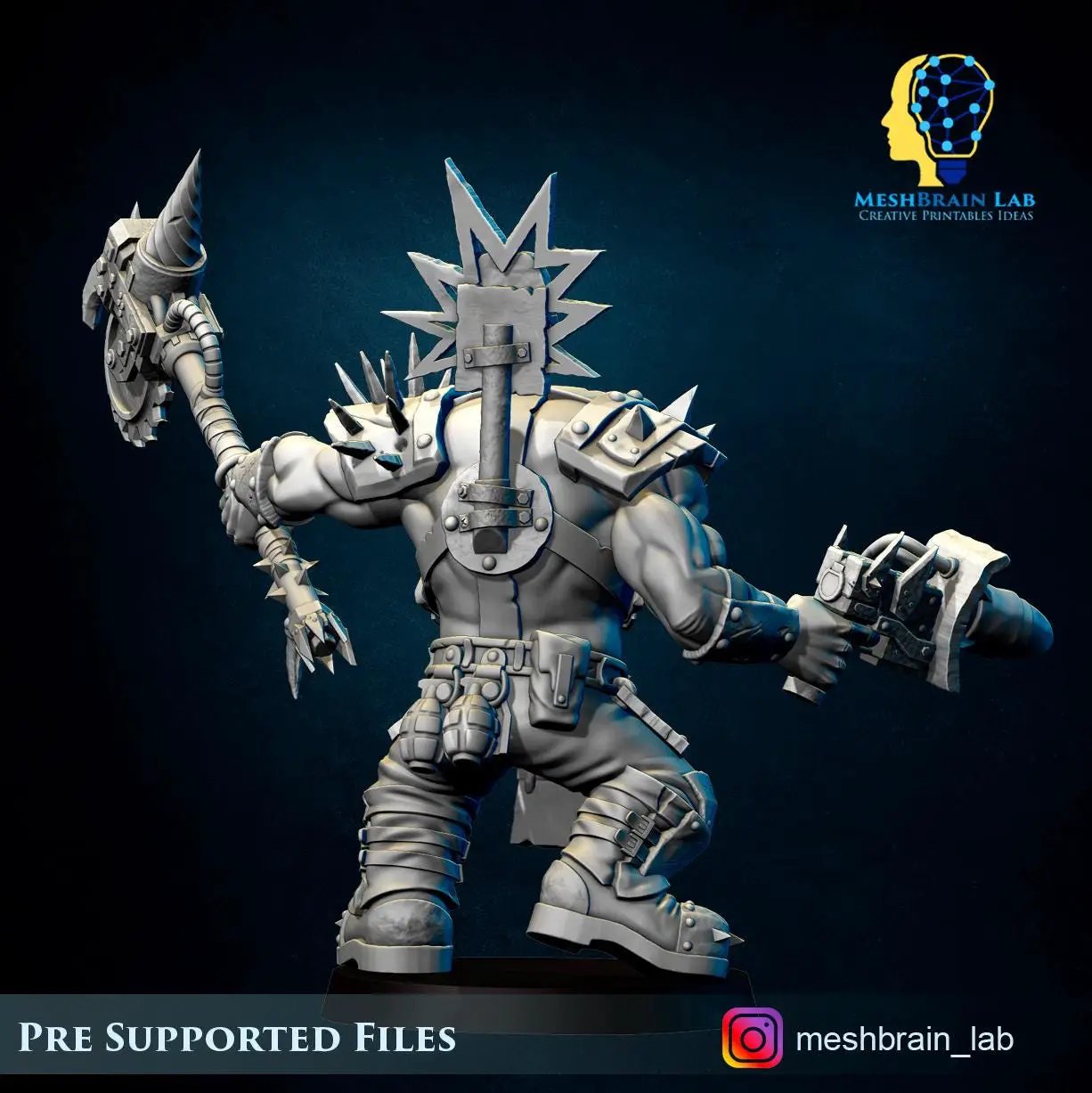 3d Printed Ork Tank Hunter Boss by Meshbrain Labs Miniatures by Last Hope Miniatures