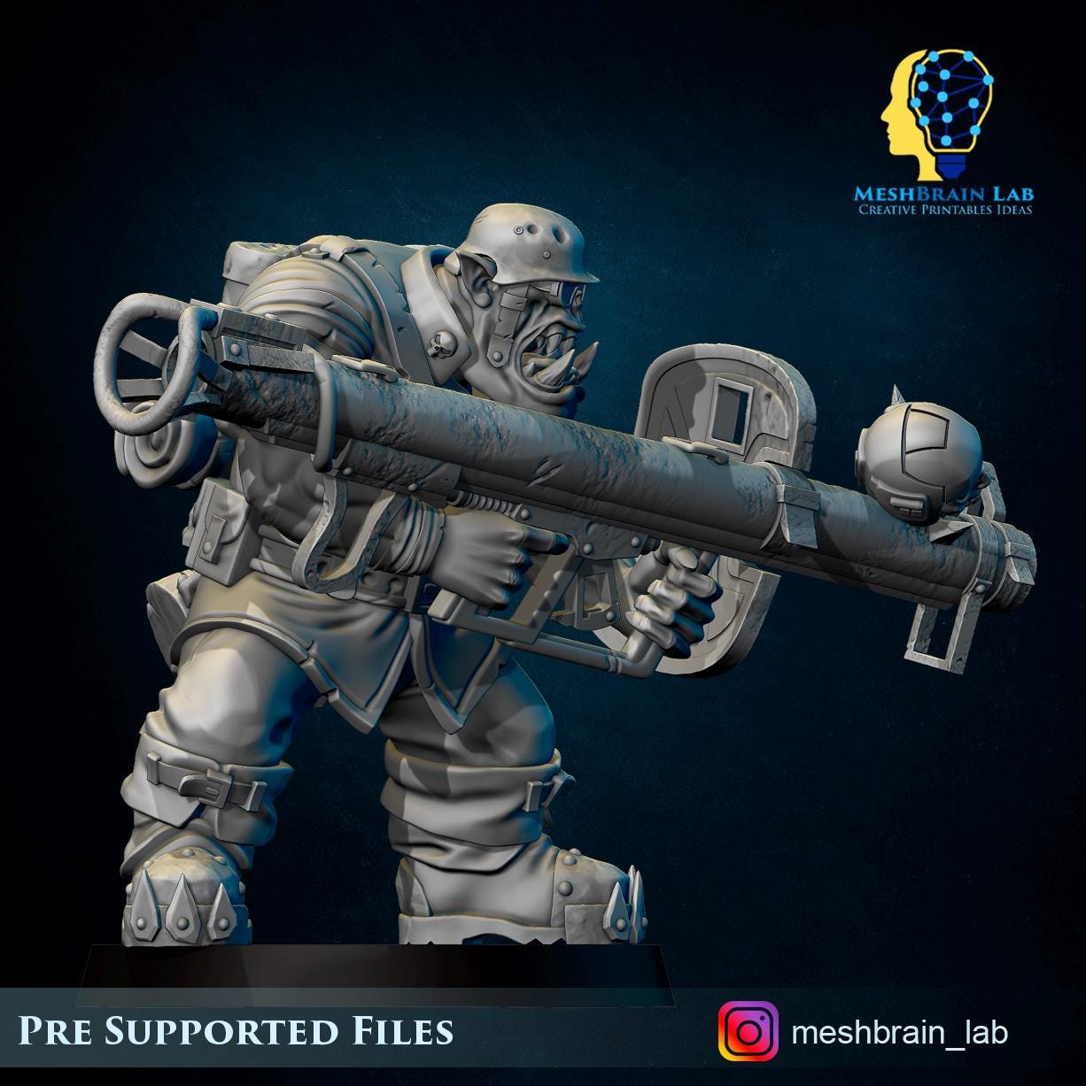 3d Printed Ork Tank Hunter by Meshbrain Labs Miniatures