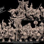 3D printed Minotaurs with two weapons from Avatars of War, detailed fantasy miniatures by Last Hope Miniatures.