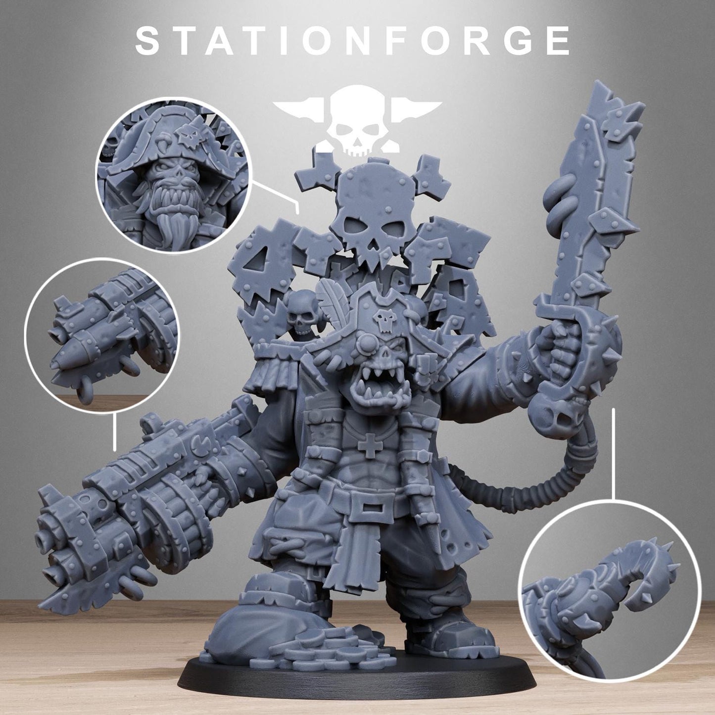 3D Printed Orkaz Pirate Boss by StationForge Miniatures
