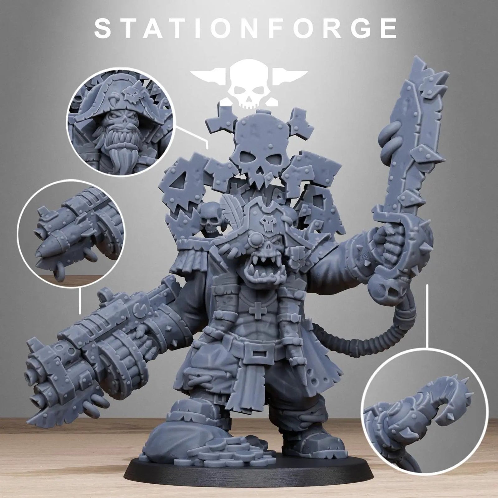 3D Printed Orkaz Pirate Boss by StationForge Miniatures by Last Hope Miniatures
