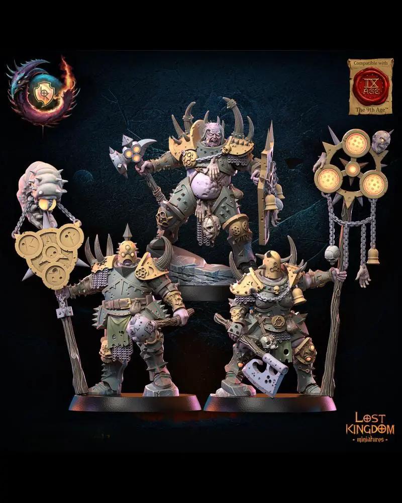 3D printed Gluttony Warriors Command Group by Last Hope Miniatures, featuring detailed fantasy warrior figures in dynamic poses.