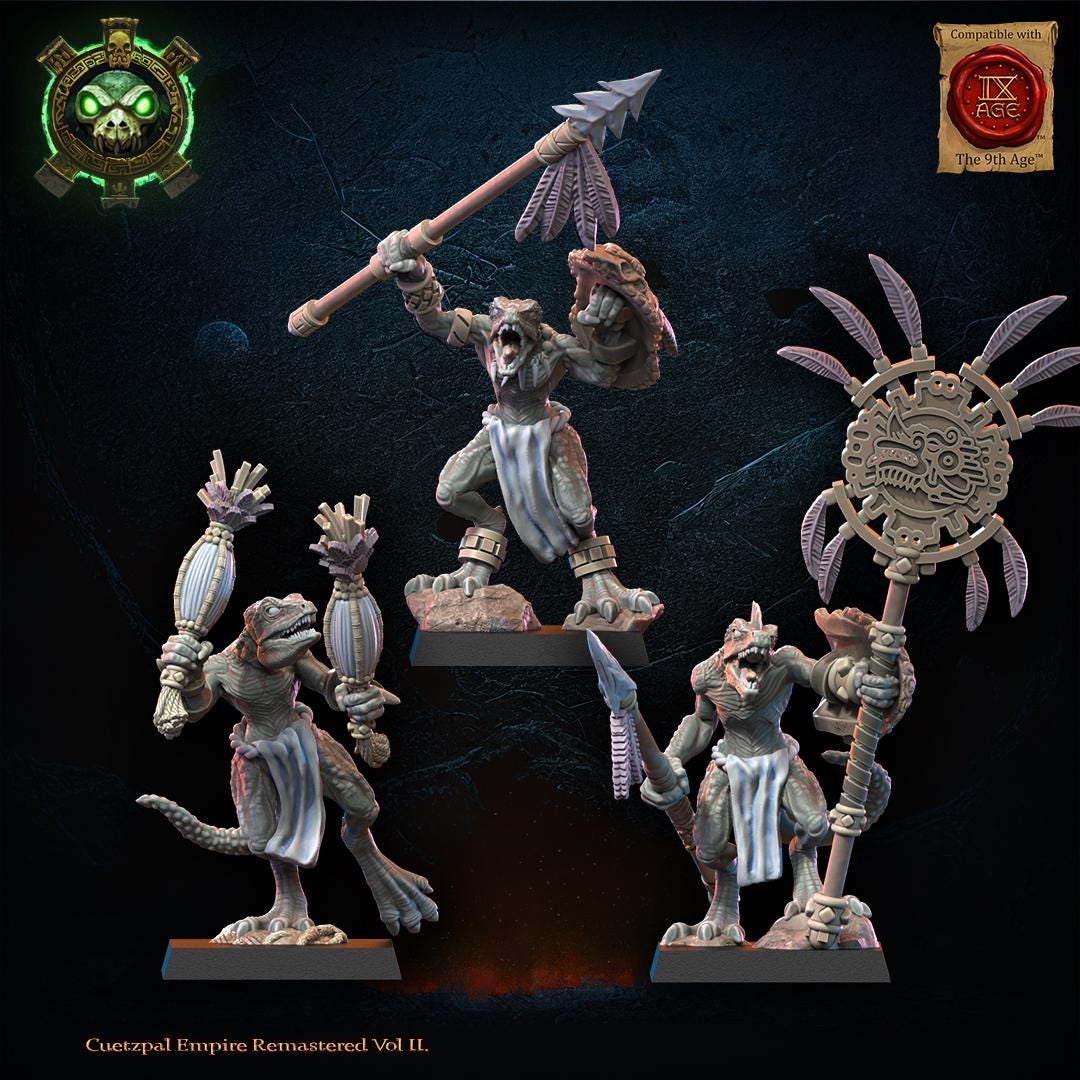 3d Printed Dragon Kin Spear Command Group by Lost Kingdom Miniatures