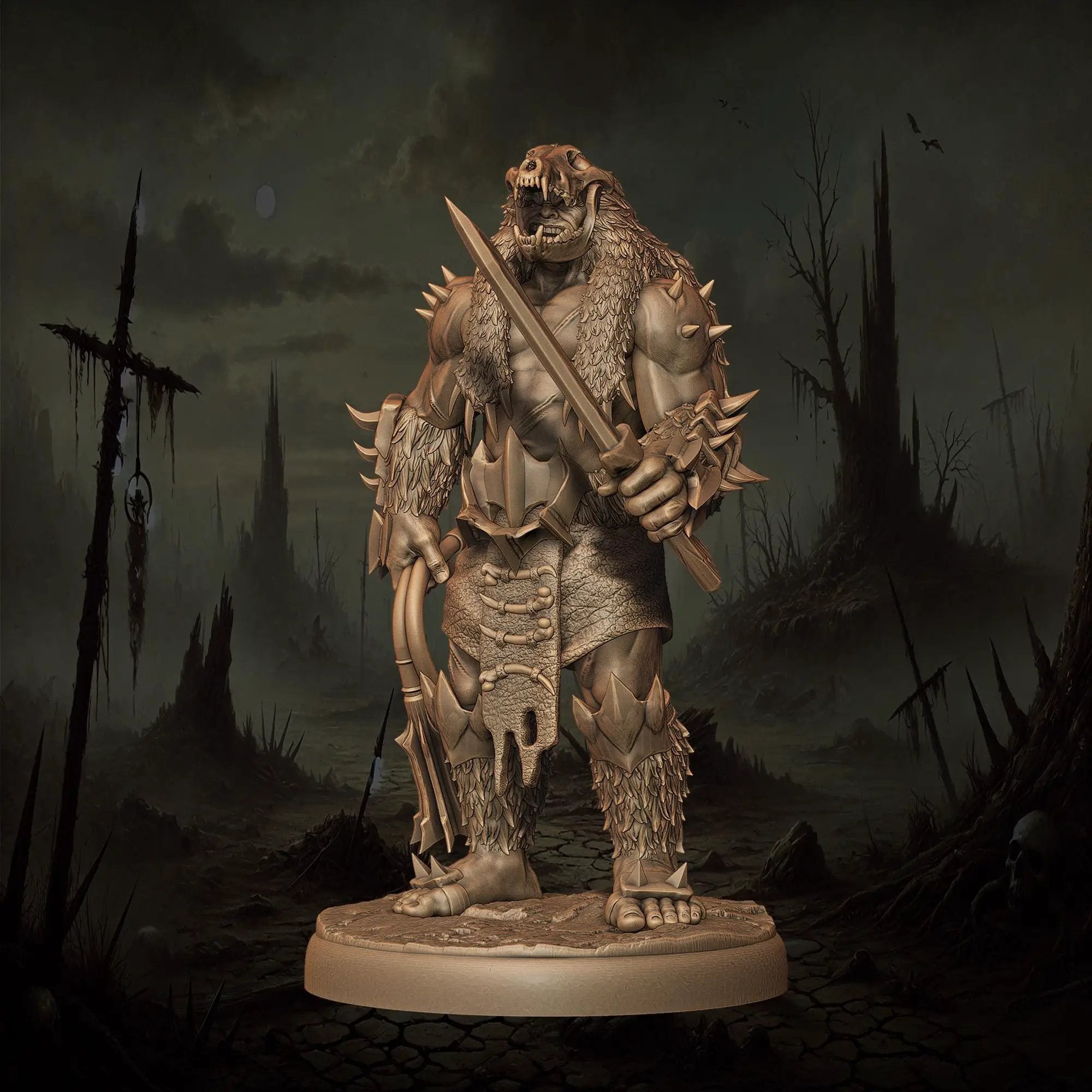 3D printed Orc Houndmasters miniature by Last Hope Miniatures for tabletop games, featuring detailed orc figures with hounds.