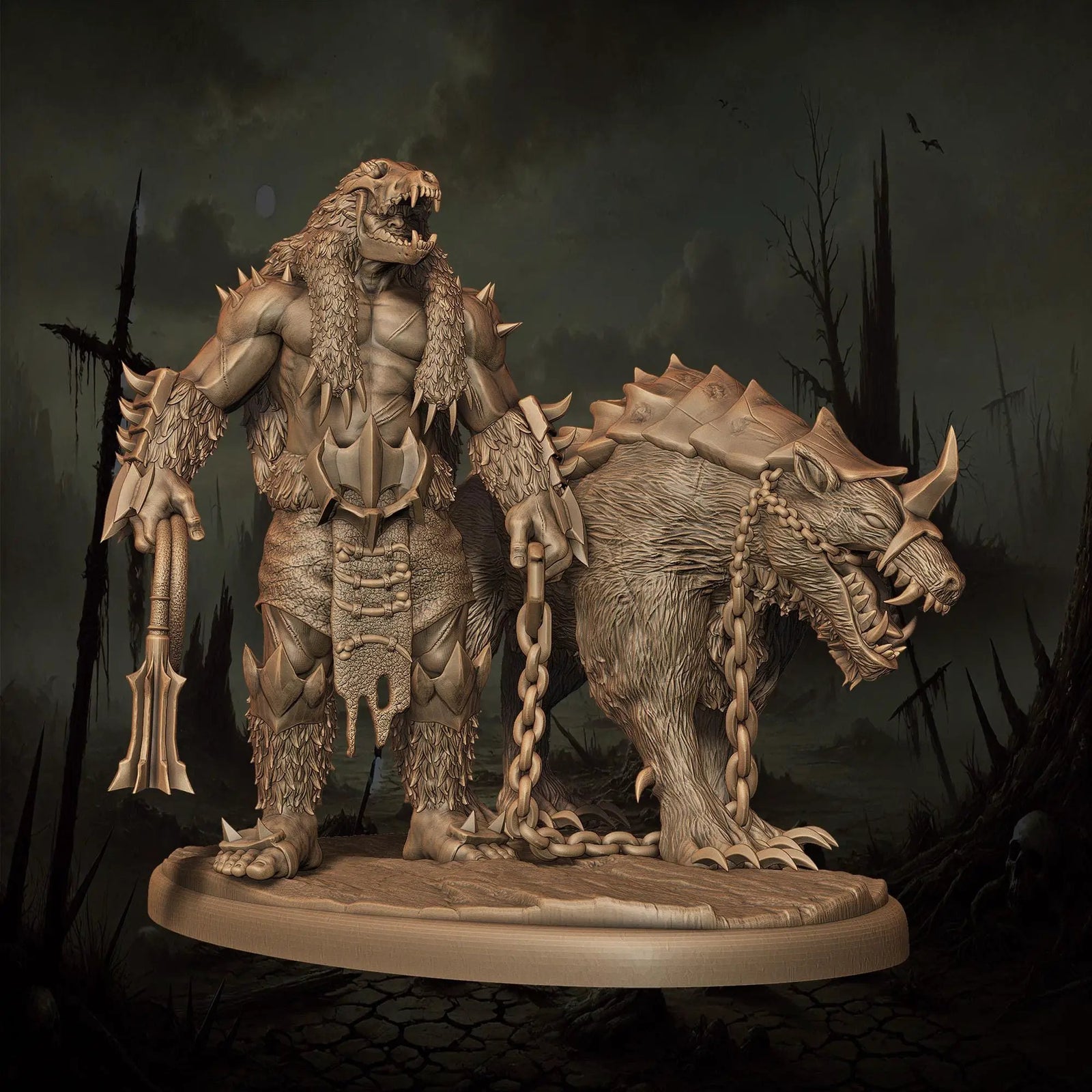 3D printed Orc Houndmasters miniatures by Last Hope Miniatures, featuring detailed orc figures with hounds for tabletop gaming.