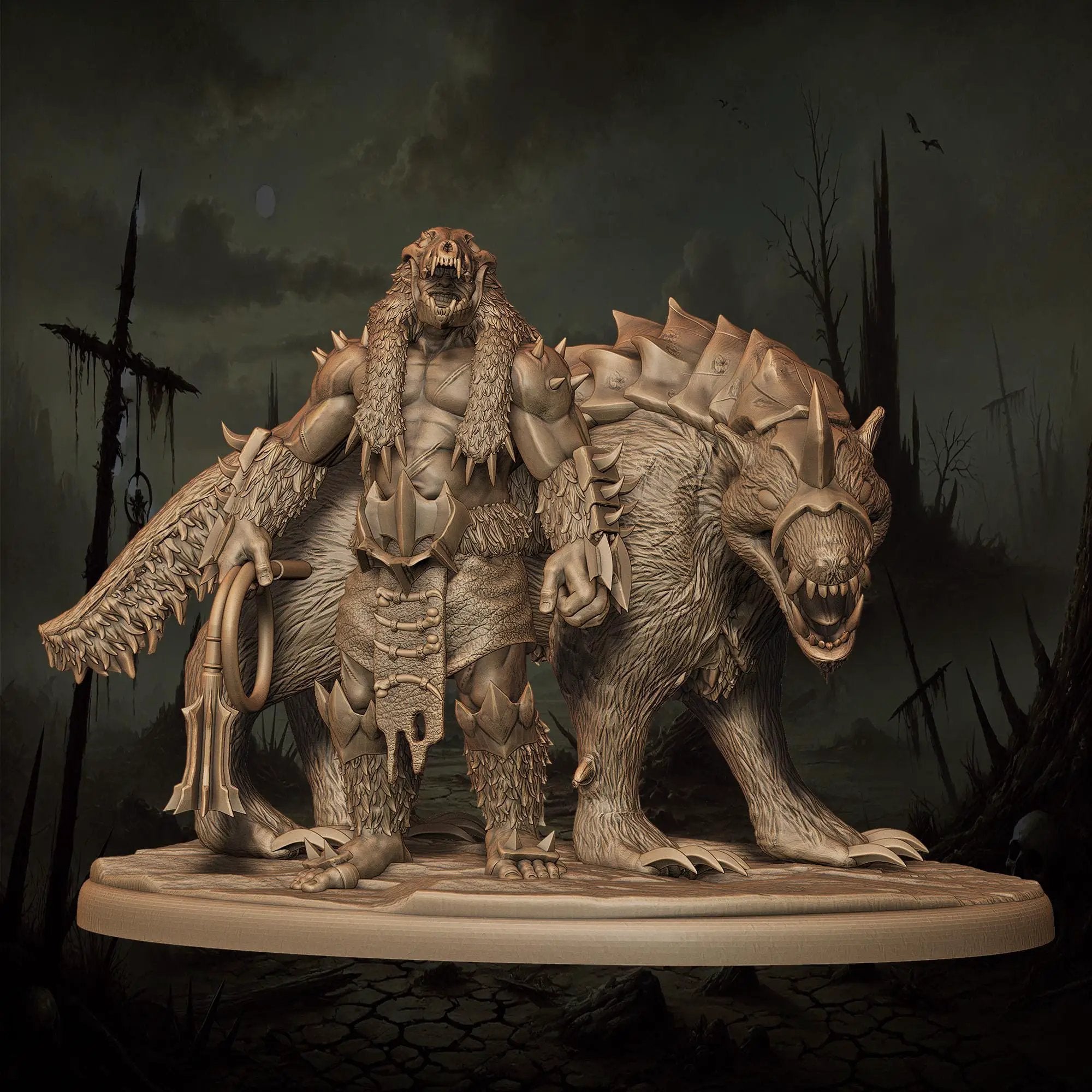 3D printed Orc Houndmasters miniatures by Last Hope Miniatures for tabletop gaming, showing detailed orc figures with hounds.