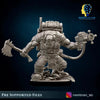 3D printed Ork Commando miniature by Meshbrain Labs with energy gun, detailed green orc figure for tabletop gaming.