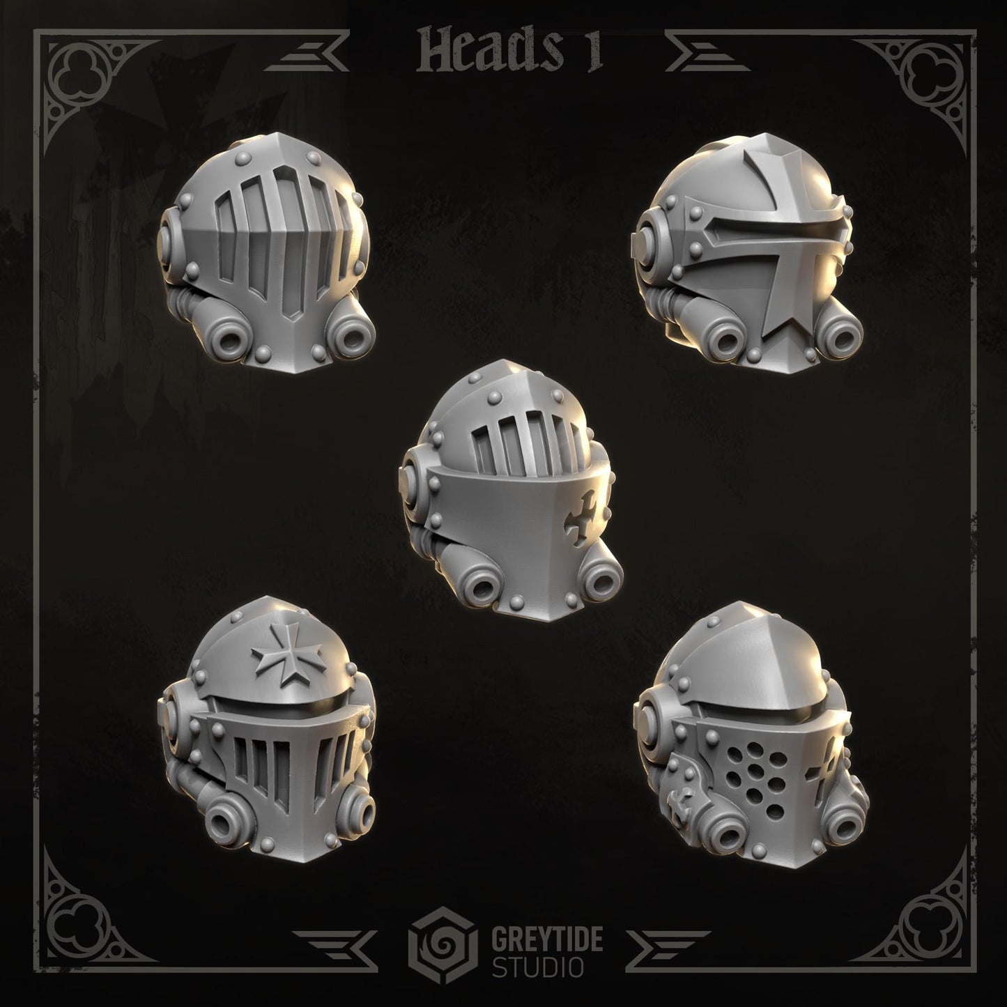 3d Printed Eternal Crusader Heads x10 Upgrade Kit by Greytide Studio