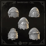3D printed Eternal Crusader Shoulderpads #3 by Greytide Studio, detailed miniature armor accessories for tabletop gaming.